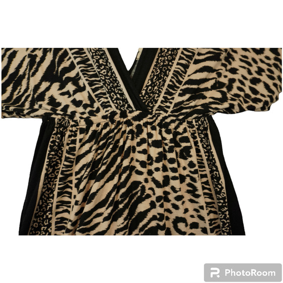 One Clothing Animal Print Mini Dress Sz Small Zebra Cheetah Beach Cover Up EUC - Picture 5 of 9